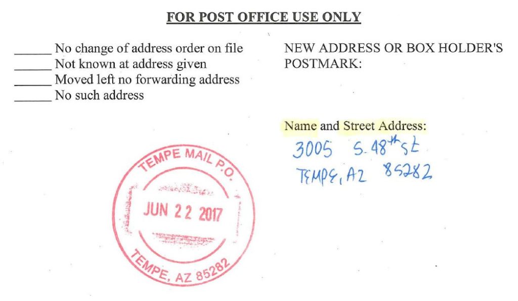 Post Office response to request for boxholder information.