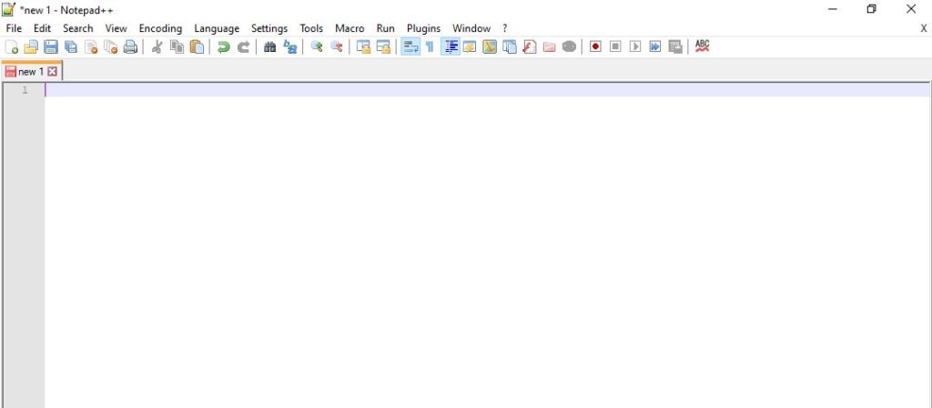 Notepad++ blank new window.